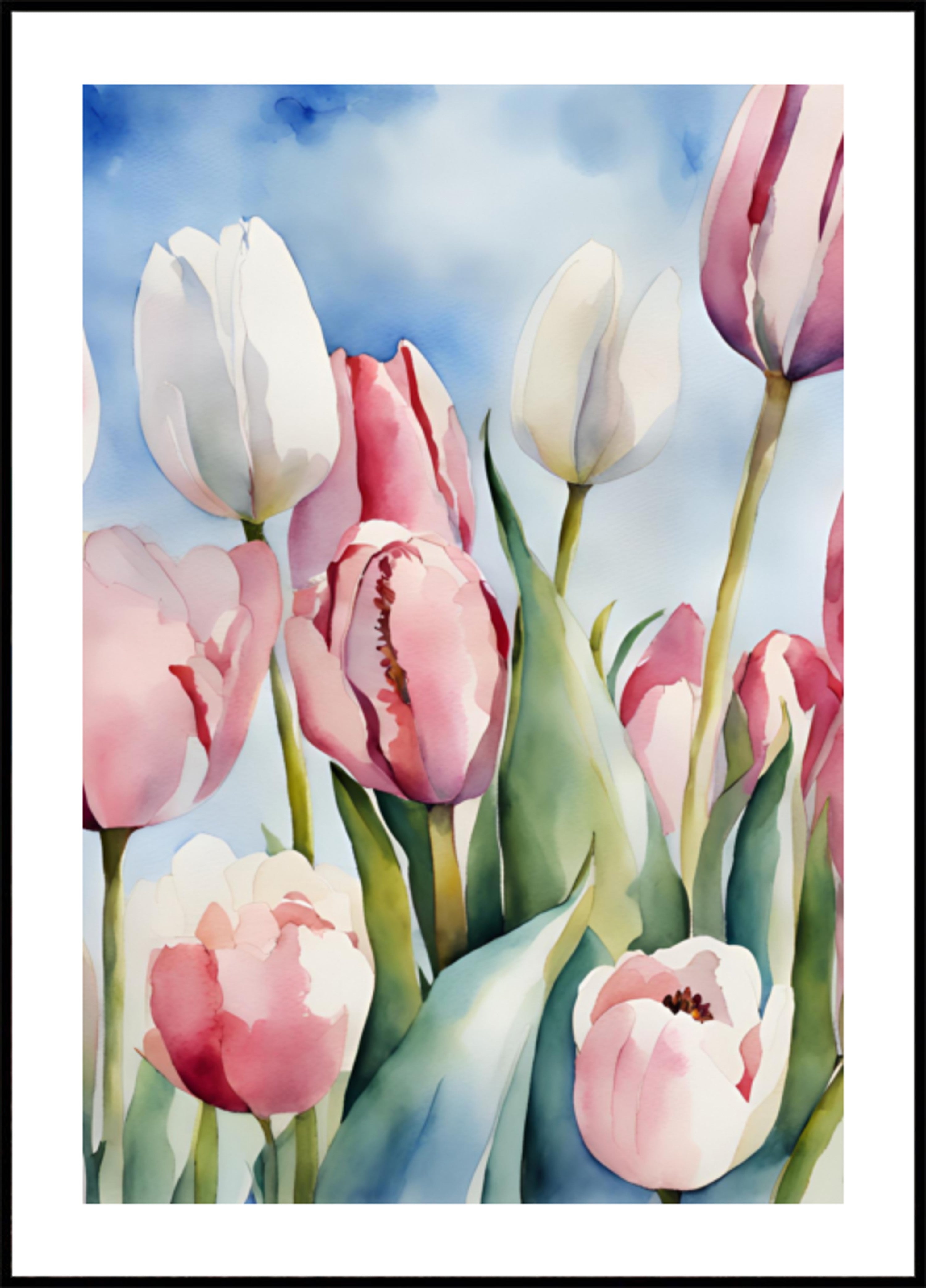 Aquarell Fréijoer Tulpen