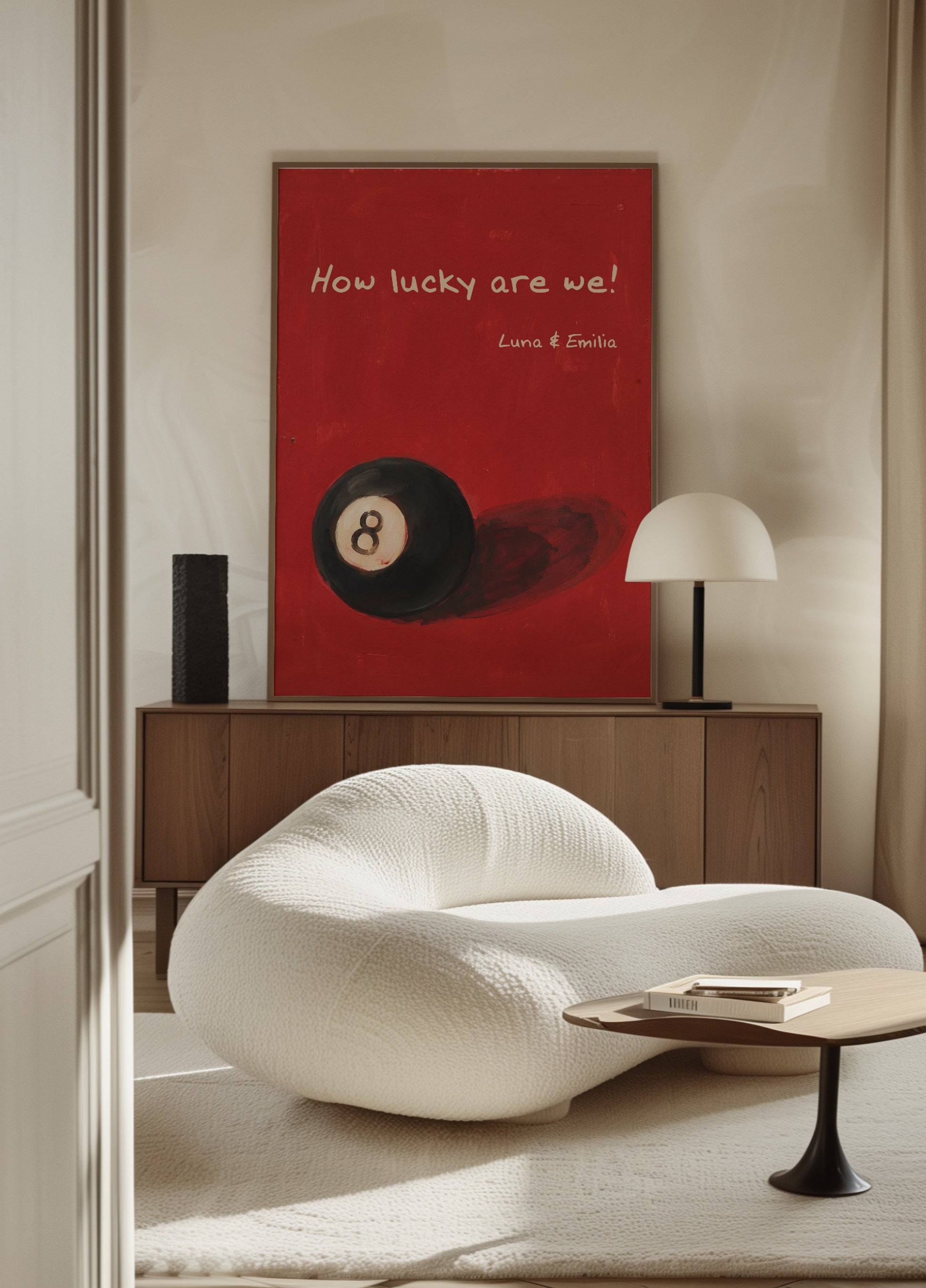 Vintage 8-Ball Poster Wéi Gléck Mir sinn