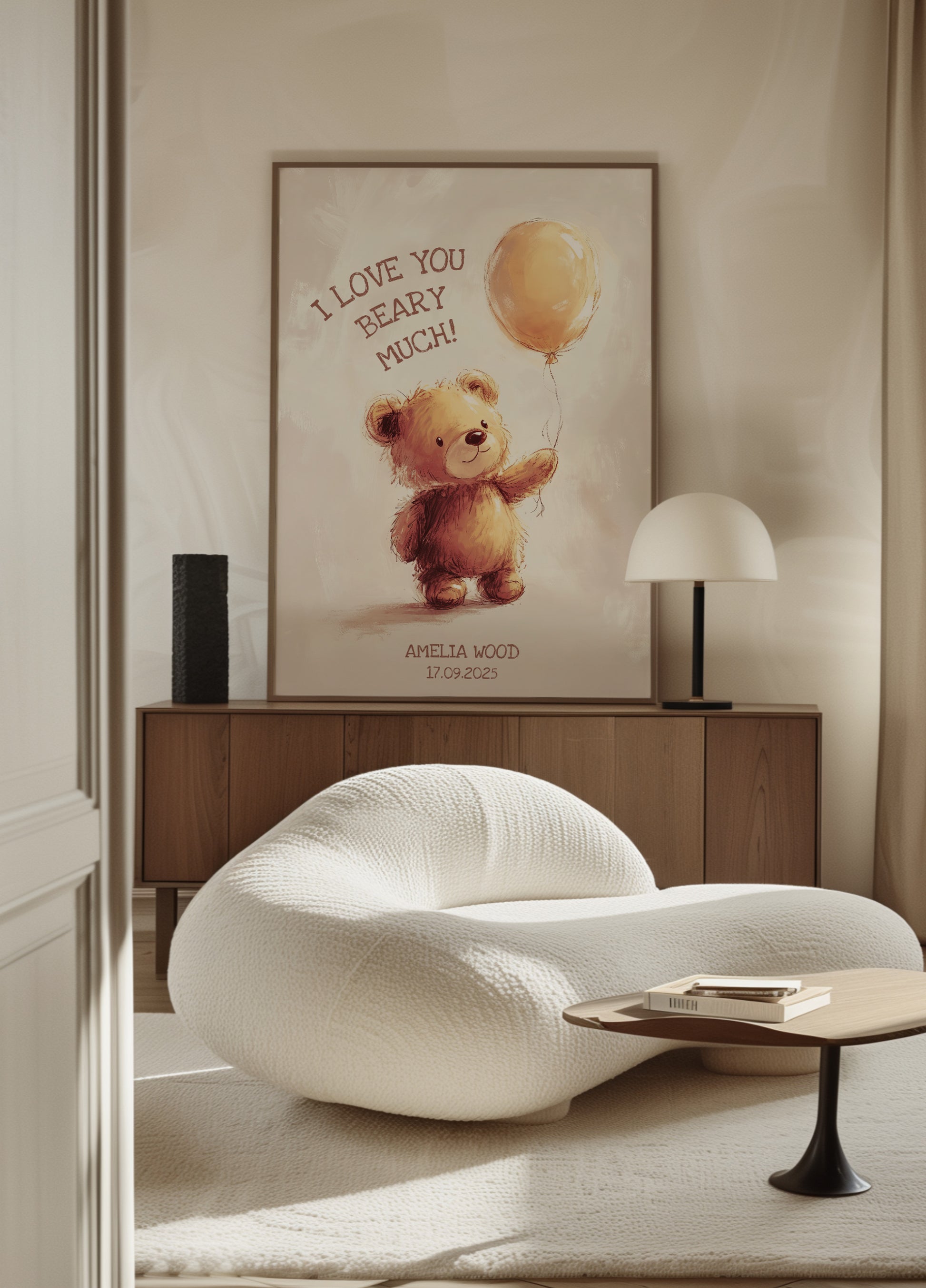 Net-perséinleche Teddybier mat Ballon a Love Message