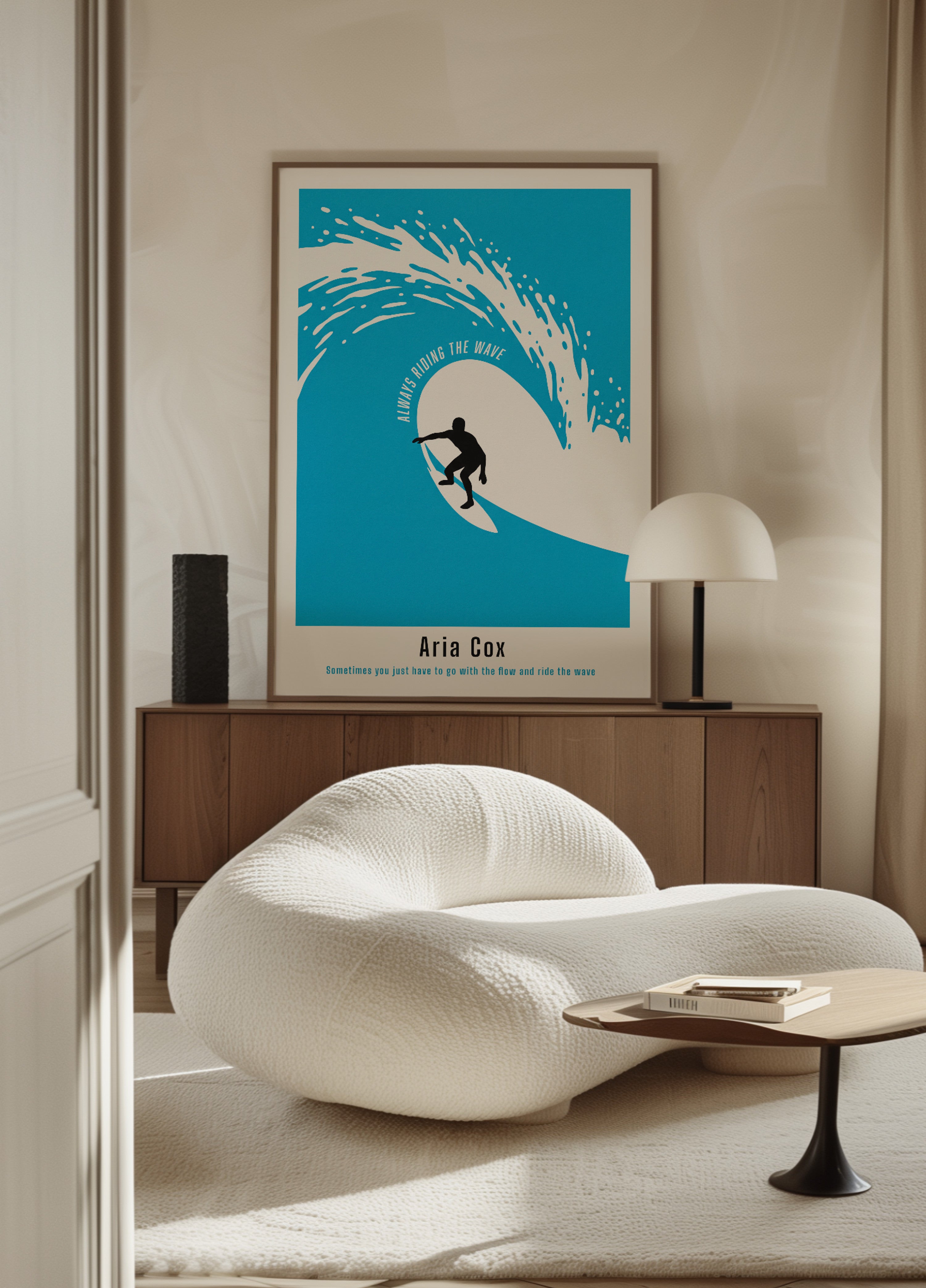 Non-personal surfer poster of a wave