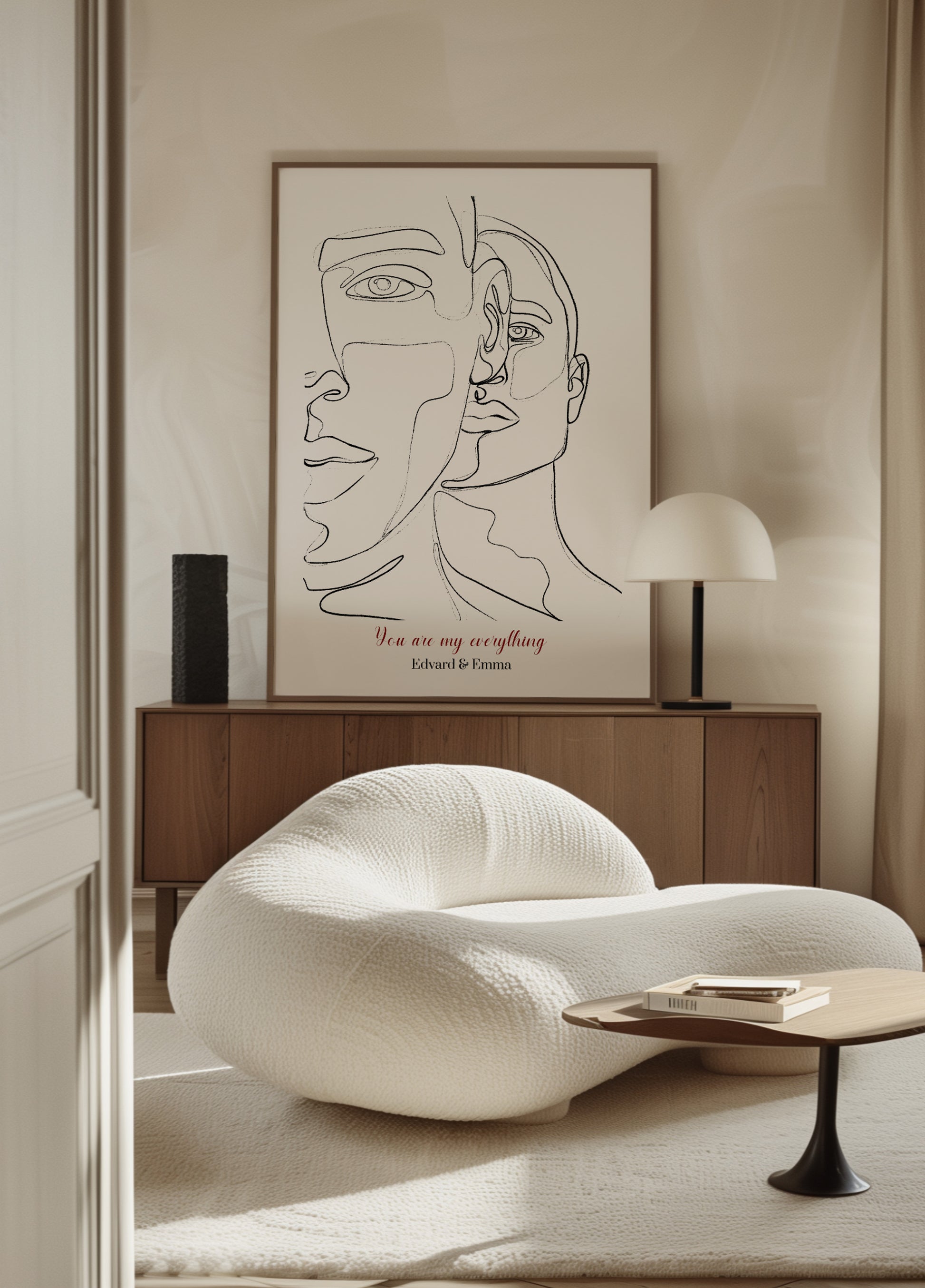 Minimalist Couple Portrait in Line Art