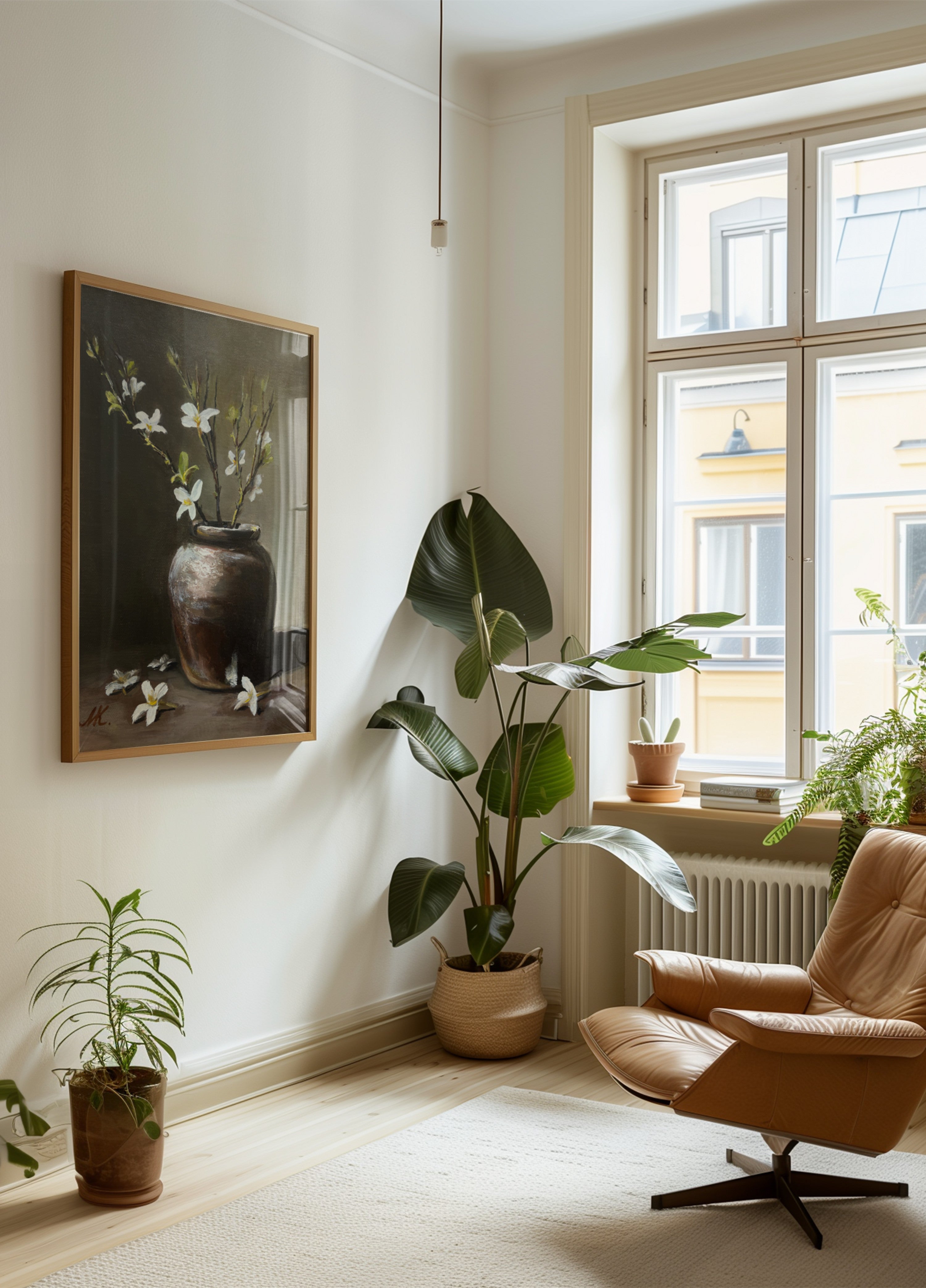 Rustikal Vase Wäiss Blummen