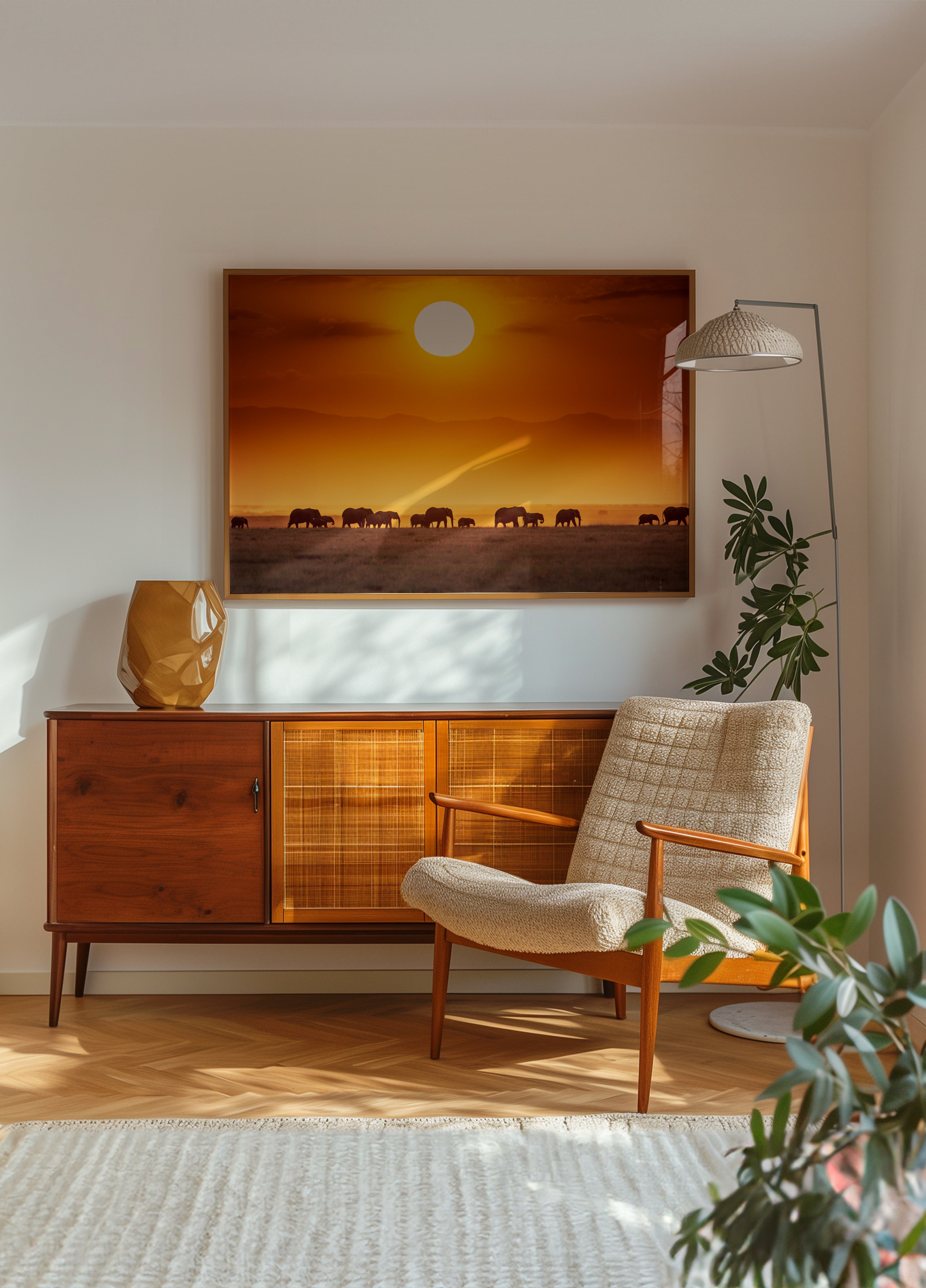 Afrikanesch Sonnenënnergang Elefanten