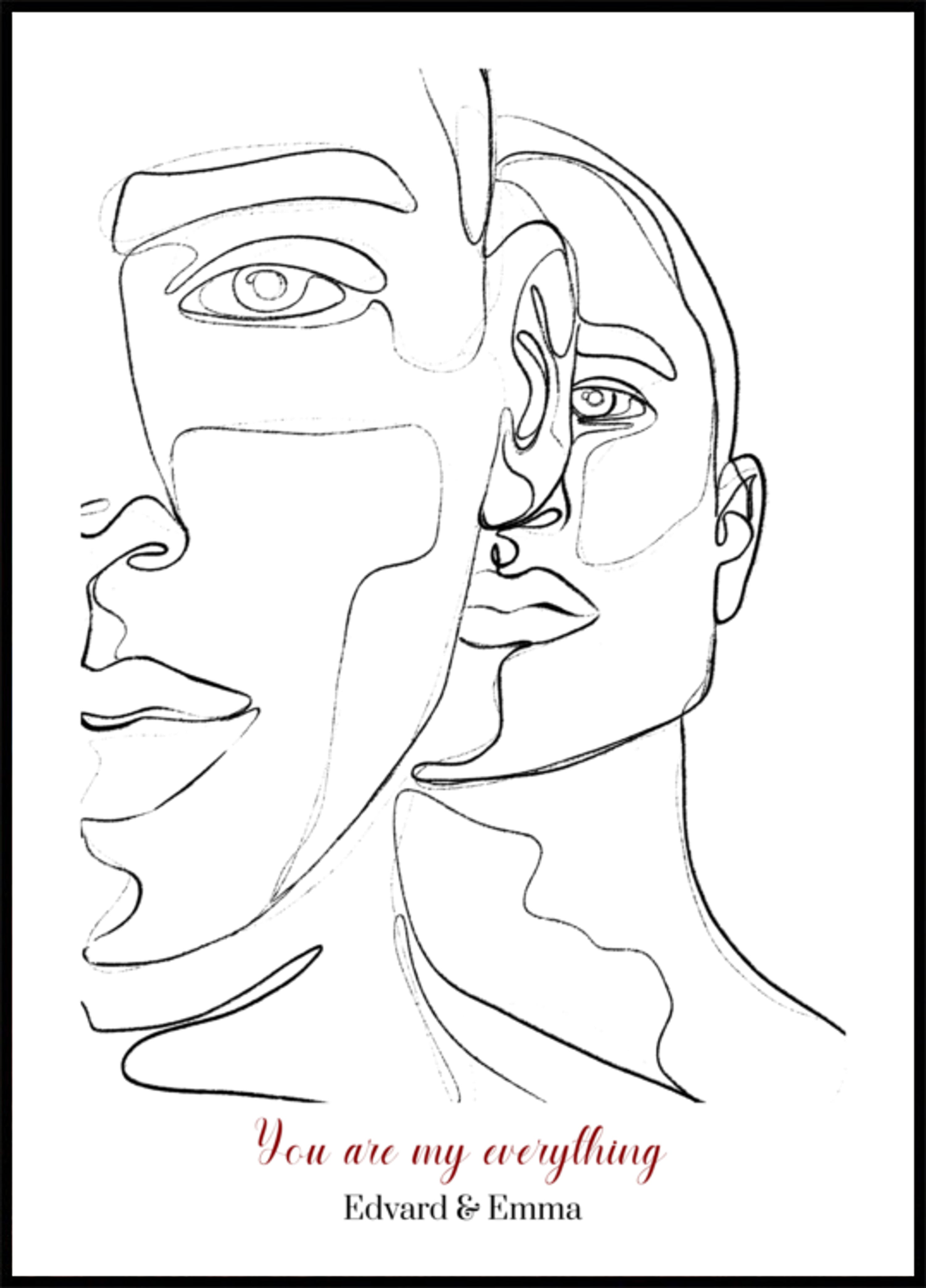 Minimalist Couple Portrait in Line Art