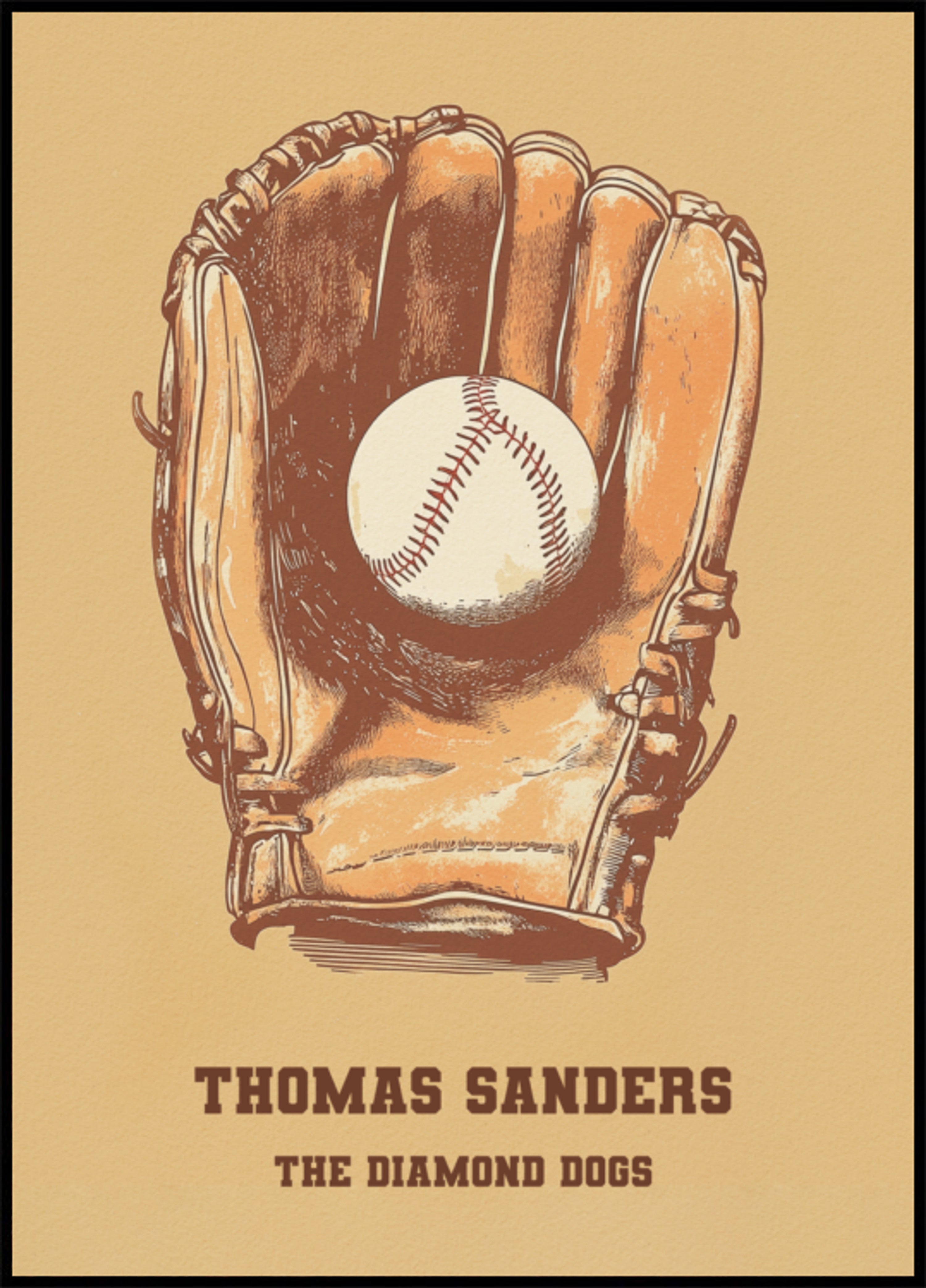 Vintage baseball glove and ball poster